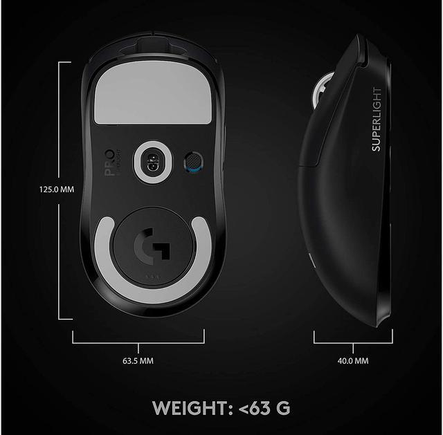 Alt view image 7 of 9 - Logitech G PRO X SUPERLIGHT Wireless Gaming Mouse, Ultra-Lightweight, HERO 25K Sensor, 25,600 DPI, 5 Programmable Buttons, Long Battery Life, Compatible with PC / Mac - Black