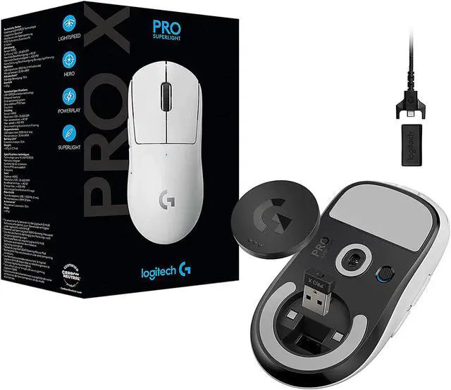 Alt view image 9 of 9 - Logitech G PRO X SUPERLIGHT Wireless Gaming Mouse, Ultra-Lightweight, HERO 25K Sensor, 25,600 DPI, 5 Programmable Buttons, Long Battery Life, Compatible with PC / Mac - White