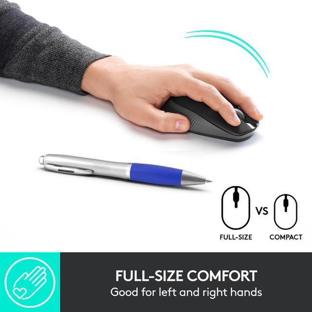 Alt view image 2 of 7 - Logitech M190 Wireless Ambidextrous Mouse with 18-Month Battery with Power Saving Mode, Precise Cursor Control & Scrolling, Wide Scroll Wheel, Thumb Grips