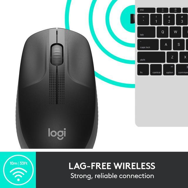 Alt view image 3 of 7 - Logitech M190 Wireless Ambidextrous Mouse with 18-Month Battery with Power Saving Mode, Precise Cursor Control & Scrolling, Wide Scroll Wheel, Thumb Grips