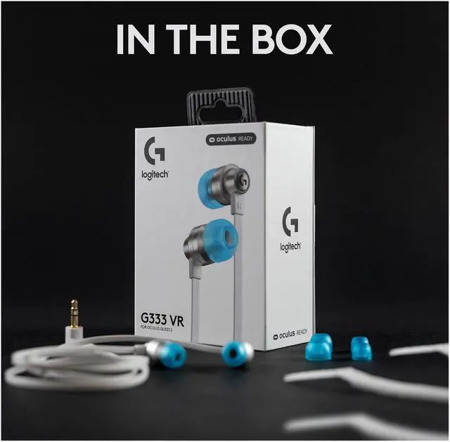 Alt view image 6 of 6 - Logitech G333 VR Gaming Earphones for Oculus Quest 2 - Oculus Ready - Custom-length Cable and Straps - Dual Driver Audio Designed for Gaming - Durable Aluminum Housing - Low-Latency 3.5 mm Aux