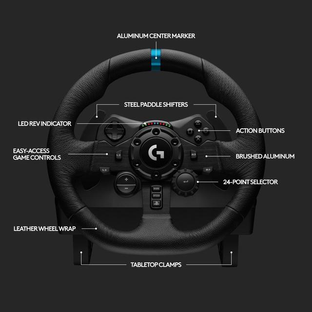 Alt view image 7 of 9 - Logitech G923 Racing Wheel and Pedals for PS5, PS4 and PC