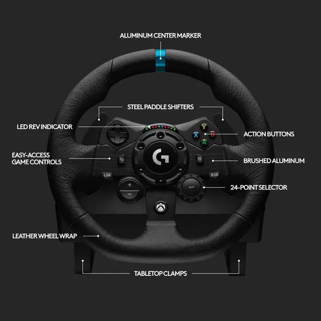 Alt view image 7 of 9 - Logitech G923 TRUEFORCE Sim Racing Wheel for Xbox Series S|X, Xbox One & PC