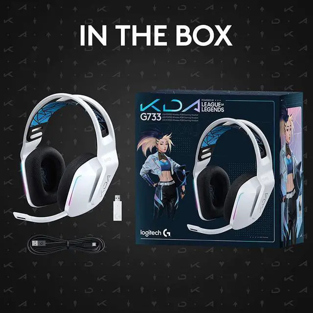 Alt view image 8 of 8 - Logitech G733 K/DA Lightspeed Wireless Gaming Headset with Suspension Headband, ~16.8 M. Color LIGHTSYNC RGB, Blue VO!CE Mic Technology and PRO-G Audio Drivers - Official League of Legends KDA Gear