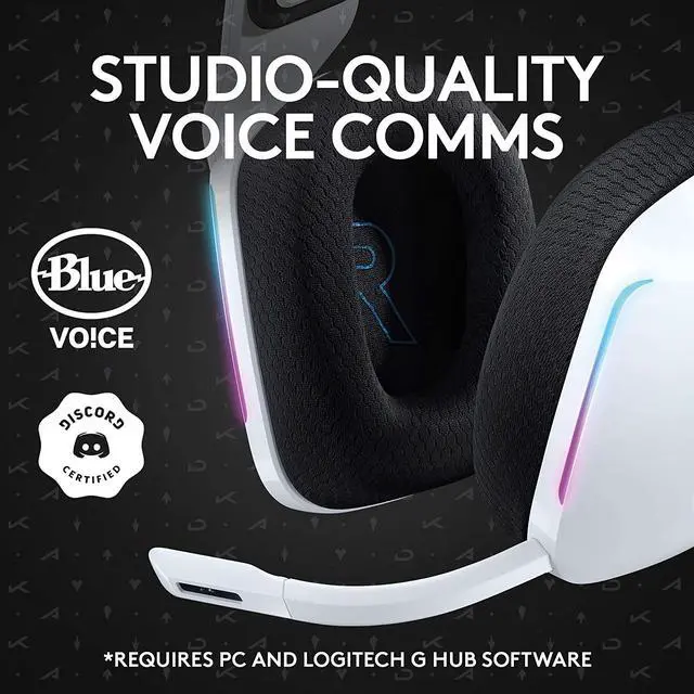 Alt view image 7 of 8 - Logitech G733 K/DA Lightspeed Wireless Gaming Headset with Suspension Headband, ~16.8 M. Color LIGHTSYNC RGB, Blue VO!CE Mic Technology and PRO-G Audio Drivers - Official League of Legends KDA Gear