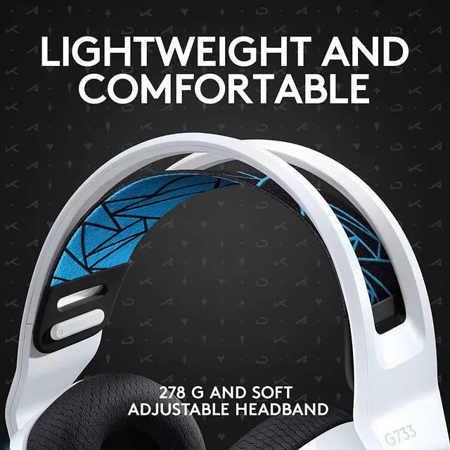 Alt view image 4 of 8 - Logitech G733 K/DA Lightspeed Wireless Gaming Headset with Suspension Headband, ~16.8 M. Color LIGHTSYNC RGB, Blue VO!CE Mic Technology and PRO-G Audio Drivers - Official League of Legends KDA Gear