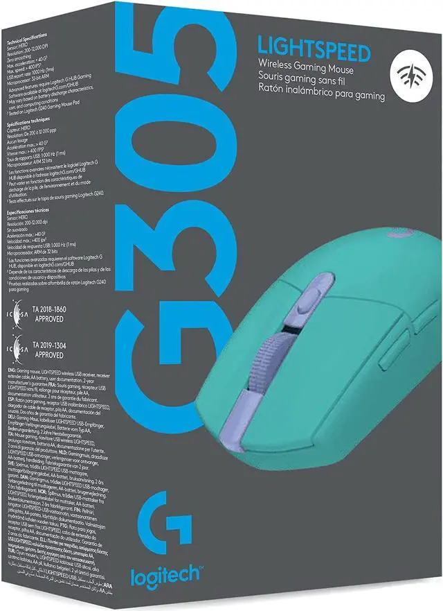 Alt view image 10 of 10 - Logitech G305 LIGHTSPEED Wireless Gaming Mouse, Hero 12K Sensor, 12,000 DPI, Lightweight, 6 Programmable Buttons, 250h Battery Life, On-Board Memory, PC/Mac - Mint