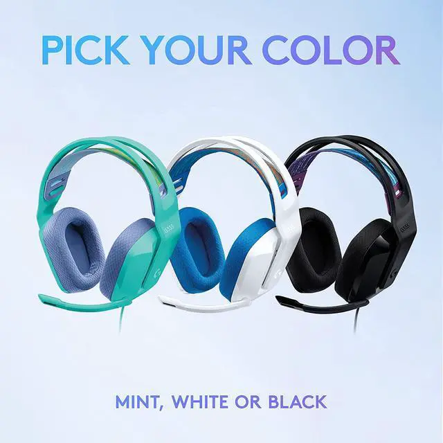 Alt view image 10 of 11 - Logitech G335 Wired Gaming Headset, with Flip to Mute Microphone, 3.5mm Audio Jack, Memory Foam Earpads, Lightweight, Compatible with PC, Playstation, Xbox, Nintendo Switch – White