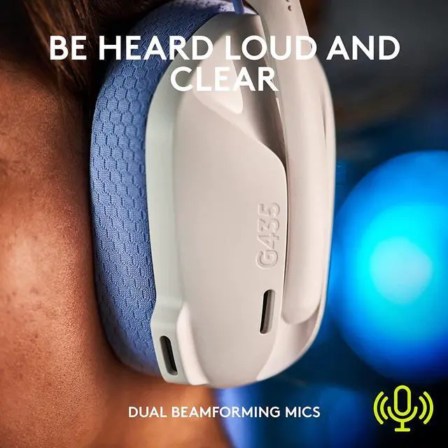 Alt view image 5 of 9 - Logitech G435 LIGHTSPEED and Bluetooth Wireless Gaming Headset - Lightweight over-ear headphones, built-in mics, 18h battery, compatible with Dolby Atmos, PC, PS4, PS5, Nintendo Switch, Mobile - White