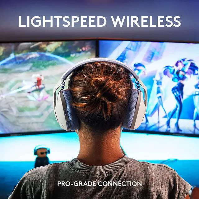 Alt view image 2 of 9 - Logitech G435 LIGHTSPEED and Bluetooth Wireless Gaming Headset - Lightweight over-ear headphones, built-in mics, 18h battery, compatible with Dolby Atmos, PC, PS4, PS5, Nintendo Switch, Mobile - White