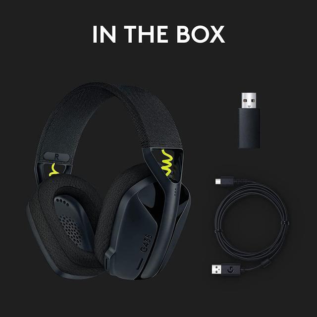 Alt view image 9 of 9 - Logitech G435 LIGHTSPEED and Bluetooth Wireless Gaming Headset - Lightweight over-ear headphones, built-in mics, 18h battery, compatible with Dolby Atmos, PC, PS4, PS5, Nintendo Switch, Mobile - Black