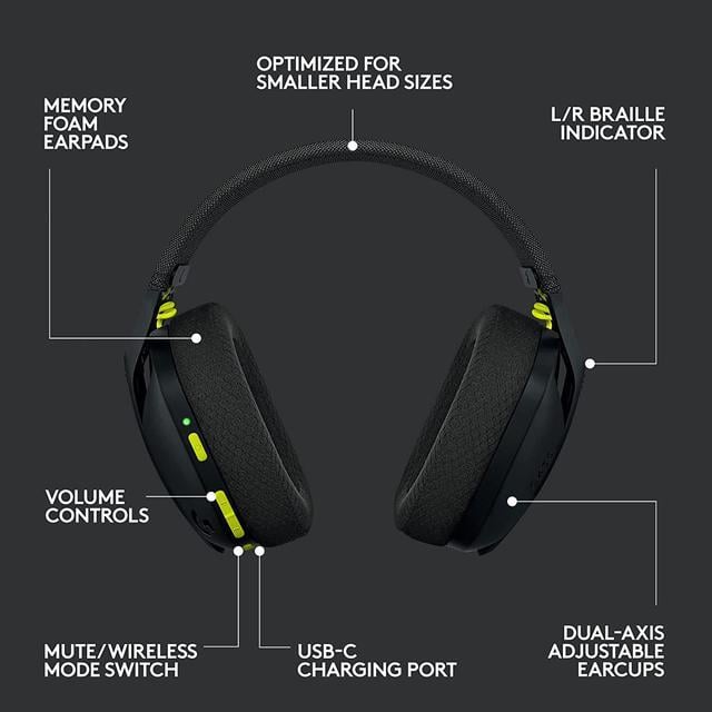 Alt view image 8 of 9 - Logitech G435 LIGHTSPEED and Bluetooth Wireless Gaming Headset - Lightweight over-ear headphones, built-in mics, 18h battery, compatible with Dolby Atmos, PC, PS4, PS5, Nintendo Switch, Mobile - Black