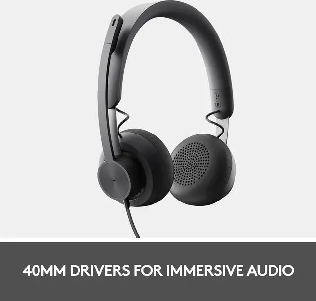 Alt view image 4 of 7 - Logitech Zone 750 Wired On-ear Headset with Noise-canceling microphone, USB-C and included USB-A adapter, Plug-and-play connection