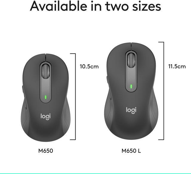 Alt view image 9 of 10 - Logitech Signature M650 Wireless Mouse - For Small to Medium Sized Hands, 2-Year Battery, Silent Clicks, Customizable Side Buttons, Bluetooth, for PC/Mac/Multi-Device/Chromebook