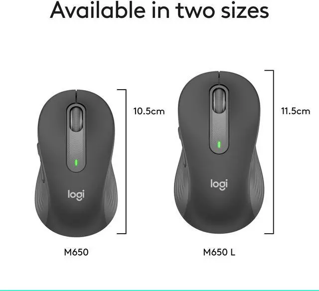 Alt view image 9 of 10 - Logitech M650 Signature wireless Mouse 910-006231 Graphite 5 Buttons 1 x Wheel Wireless Mouse