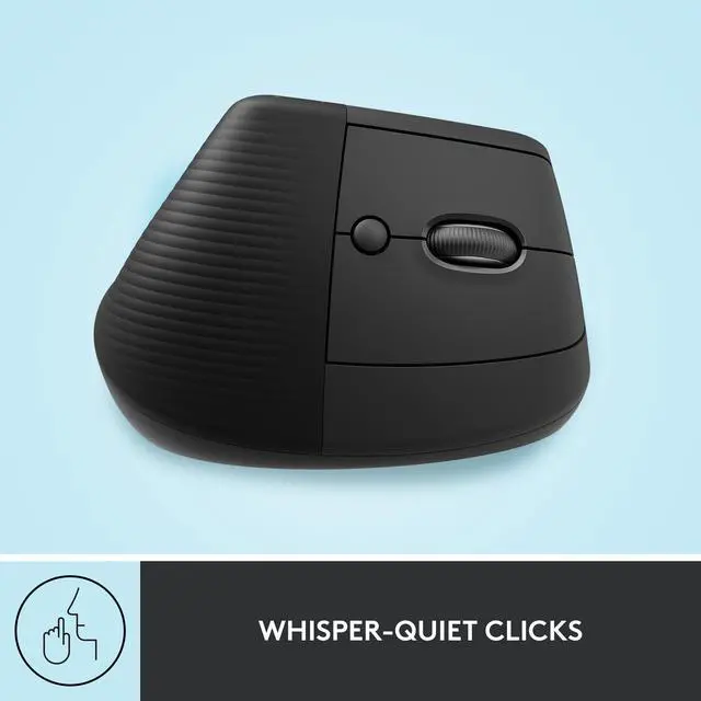Alt view image 7 of 10 - Logitech Lift Vertical Ergonomic Mouse, Wireless, Bluetooth or Logi Bolt USB receiver, Quiet clicks, 4 buttons, compatible with Windows/macOS/iPadOS, Laptop, PC - Graphite