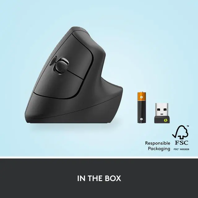 Alt view image 10 of 10 - Logitech Lift Vertical Ergonomic Mouse, Wireless, Bluetooth or Logi Bolt USB receiver, Quiet clicks, 4 buttons, compatible with Windows/macOS/iPadOS, Laptop, PC - Graphite
