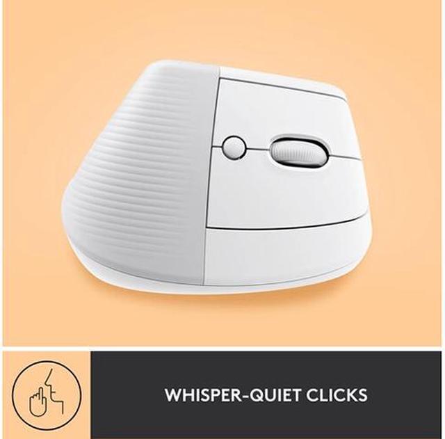 Alt view image 6 of 9 - Logitech Lift Vertical Ergonomic Mouse, Wireless, Bluetooth or Logi Bolt USB receiver, Quiet clicks, 4 buttons, compatible with Windows/macOS/iPadOS, Laptop, PC - Off White