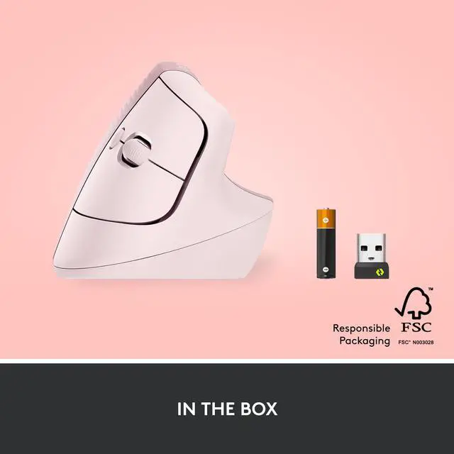 Alt view image 10 of 10 - Logitech Lift Vertical Ergonomic Mouse, Wireless, Bluetooth or Logi Bolt USB receiver, Quiet clicks, 4 buttons, compatible with Windows/macOS/iPadOS, Laptop, PC - Rose