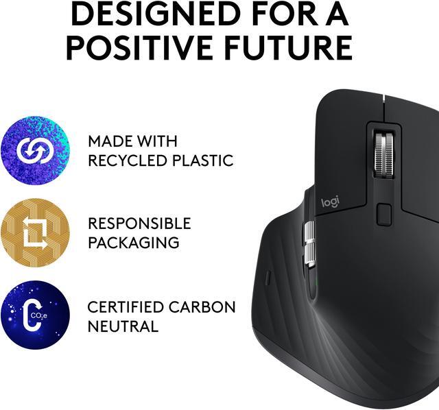 Alt view image 6 of 11 - Logitech MX Master 3S - Wireless Performance Mouse with Ultra-fast Scrolling, Ergo, 8K DPI, Track on Glass, Quiet Clicks, USB-C, Bluetooth, Windows, Linux, Chrome - Black