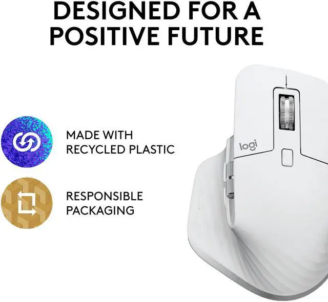 Alt view image 2 of 11 - Logitech MX Master 3S - Wireless Performance Mouse with Ultra-fast Scrolling, Ergo, 8K DPI, Track on Glass, Quiet Clicks, USB-C, Bluetooth, Windows, Linux, Chrome - Pale Grey