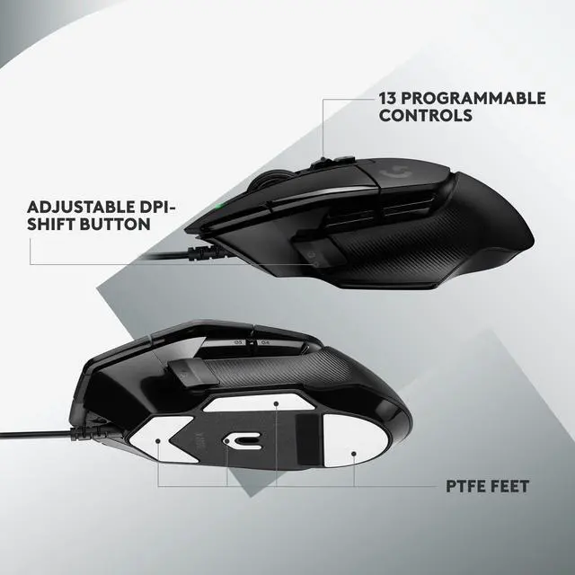Alt view image 5 of 7 - Logitech G502 X Wired Gaming Mouse - LIGHTFORCE hybrid optical-mechanical primary switches, HERO 25K gaming sensor, compatible with PC - macOS/Windows - Black