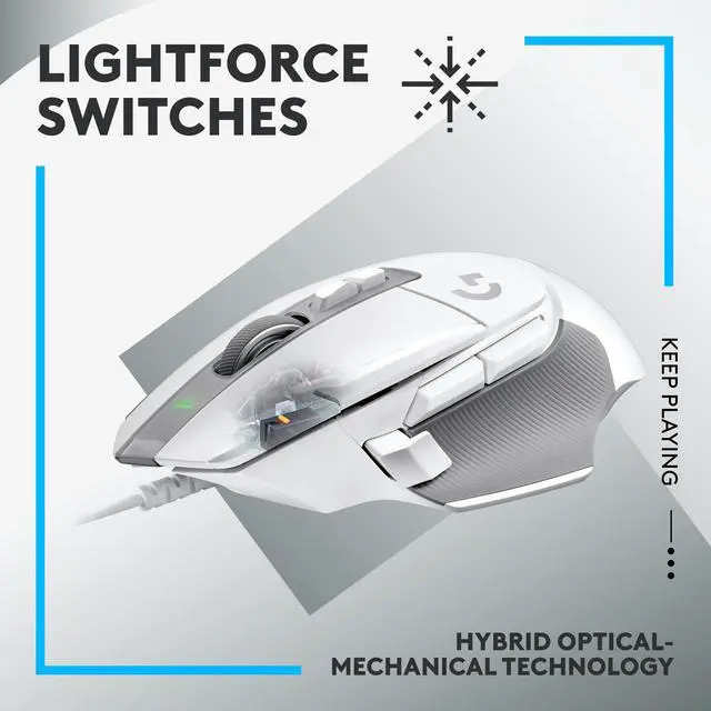 Alt view image 2 of 7 - Logitech G502 X Wired Gaming Mouse - LIGHTFORCE hybrid optical-mechanical primary switches, HERO 25K gaming sensor, compatible with PC - macOS/Windows - White