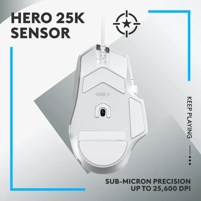 Alt view image 4 of 7 - Logitech G502 X Wired Gaming Mouse - LIGHTFORCE hybrid optical-mechanical primary switches, HERO 25K gaming sensor, compatible with PC - macOS/Windows - White