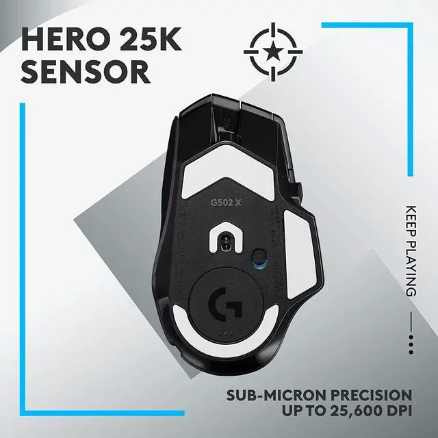 Alt view image 4 of 5 - Logitech G502 X LIGHTSPEED Wireless Gaming Mouse - Optical mouse with LIGHTFORCE hybrid optical-mechanical switches, HERO 25K gaming sensor, compatible with PC - macOS/Windows - Black
