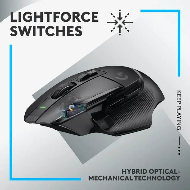 Alt view image 2 of 5 - Logitech G502 X LIGHTSPEED Wireless Gaming Mouse - Optical mouse with LIGHTFORCE hybrid optical-mechanical switches, HERO 25K gaming sensor, compatible with PC - macOS/Windows - Black
