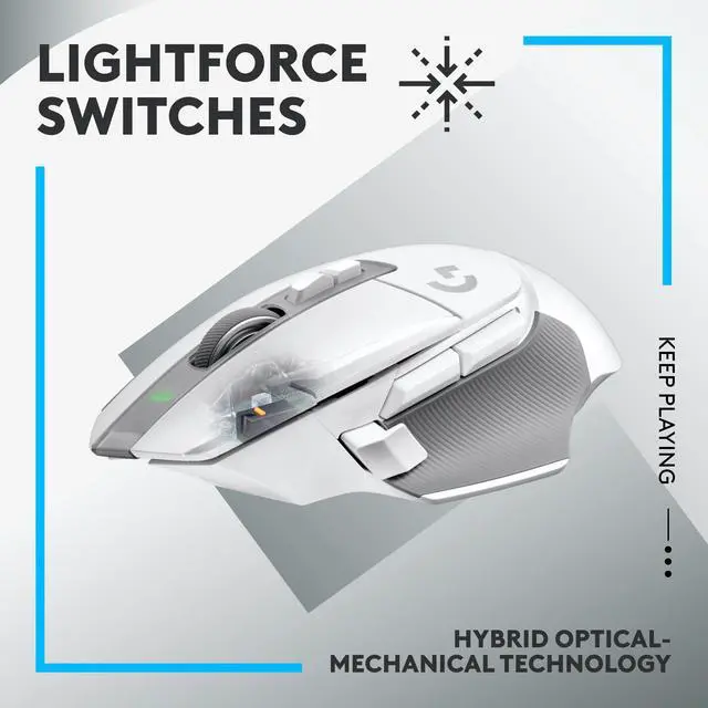 Alt view image 2 of 6 - Logitech G502 X LIGHTSPEED Wireless Gaming Mouse - Optical mouse with LIGHTFORCE hybrid optical-mechanical switches, HERO 25K gaming sensor, compatible with PC - macOS/Windows - White