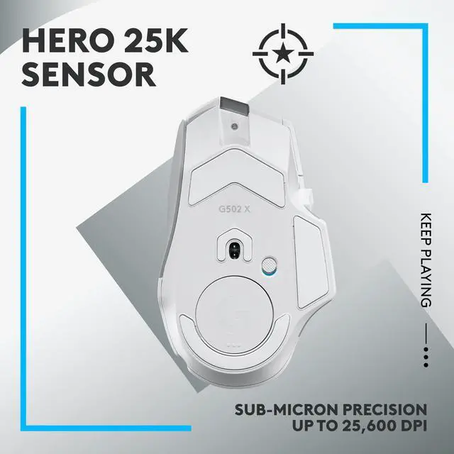Alt view image 4 of 6 - Logitech G502 X LIGHTSPEED Wireless Gaming Mouse - Optical mouse with LIGHTFORCE hybrid optical-mechanical switches, HERO 25K gaming sensor, compatible with PC - macOS/Windows - White