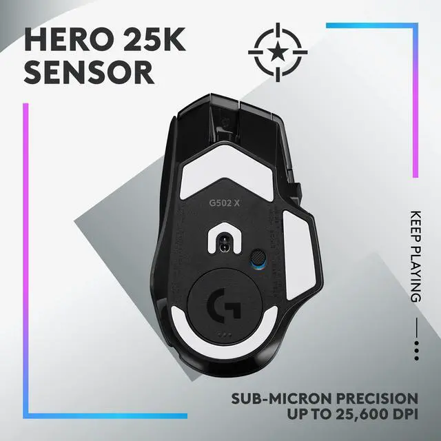 Alt view image 5 of 9 - Logitech G502 X PLUS LIGHTSPEED Wireless RGB Gaming Mouse - Optical mouse with LIGHTFORCE hybrid switches, LIGHTSYNC RGB, HERO 25K gaming sensor, compatible with PC - macOS/Windows - Black