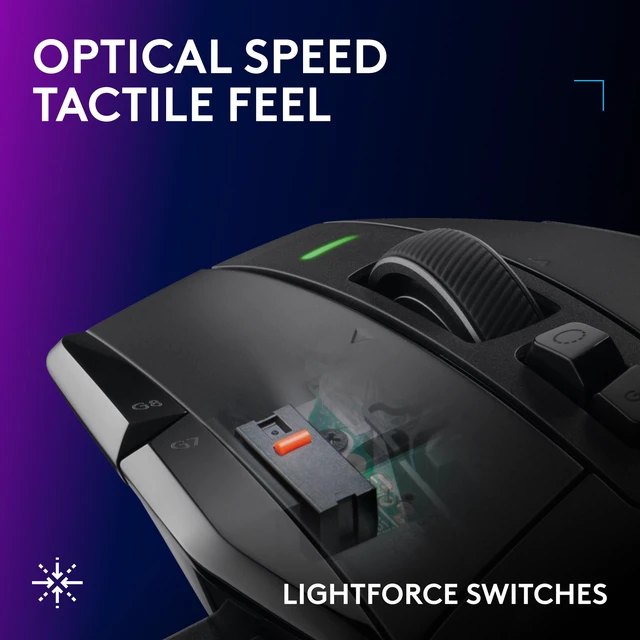 Alt view image 8 of 10 - Logitech G502 X PLUS LIGHTSPEED Wireless RGB Gaming Mouse - Optical mouse with LIGHTFORCE hybrid switches, LIGHTSYNC RGB, HERO 44K Gaming Sensor, Compatible with PC - macOS/Windows - Black