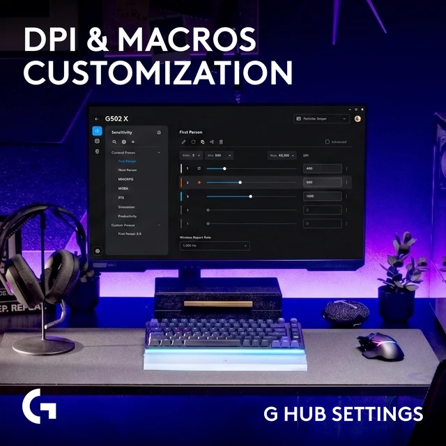 Alt view image 9 of 10 - Logitech G502 X PLUS LIGHTSPEED Wireless RGB Gaming Mouse - Optical mouse with LIGHTFORCE hybrid switches, LIGHTSYNC RGB, HERO 44K Gaming Sensor, Compatible with PC - macOS/Windows - Black