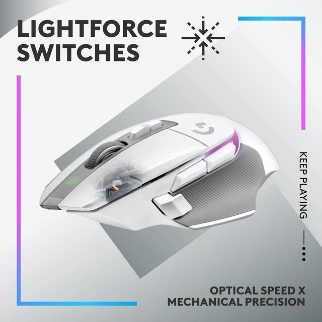 Alt view image 3 of 9 - Logitech G502 X PLUS LIGHTSPEED Wireless RGB Gaming Mouse - Optical mouse with LIGHTFORCE hybrid switches, LIGHTSYNC RGB, HERO 25K gaming sensor, compatible with PC - macOS/Windows  - White