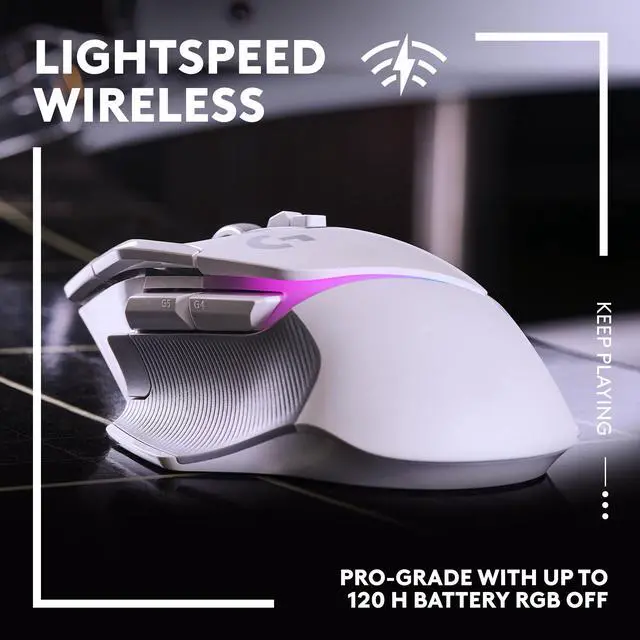Alt view image 4 of 9 - Logitech G502 X PLUS LIGHTSPEED Wireless RGB Gaming Mouse - Optical mouse with LIGHTFORCE hybrid switches, LIGHTSYNC RGB, HERO 25K gaming sensor, compatible with PC - macOS/Windows  - White