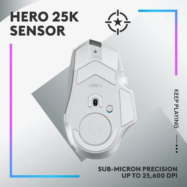 Alt view image 5 of 9 - Logitech G502 X PLUS LIGHTSPEED Wireless RGB Gaming Mouse - Optical mouse with LIGHTFORCE hybrid switches, LIGHTSYNC RGB, HERO 25K gaming sensor, compatible with PC - macOS/Windows  - White