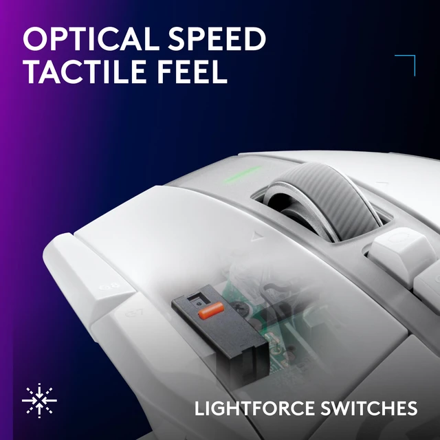 Alt view image 8 of 10 - Logitech G502 X PLUS LIGHTSPEED Wireless RGB Gaming Mouse - Optical mouse with LIGHTFORCE hybrid switches, LIGHTSYNC RGB, HERO 25K gaming sensor, compatible with PC - macOS/Windows - White