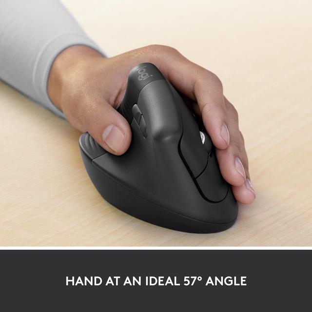 Alt view image 5 of 9 - Logitech Lift for Business Left, Vertical Ergonomic Mouse - Left-handed, Wireless, Bluetooth or Secured Logi Bolt USB, Quiet clicks, Globally Certified, Windows/Mac/Chrome/Linux