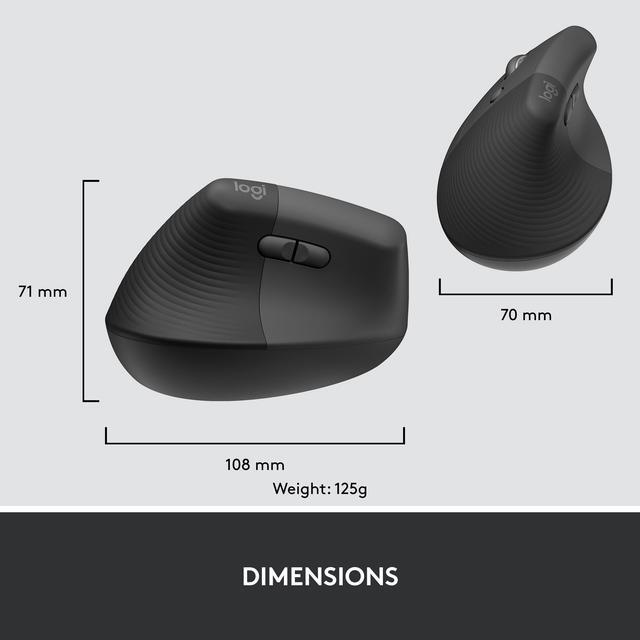 Alt view image 9 of 9 - Logitech Lift for Business Left, Vertical Ergonomic Mouse - Left-handed, Wireless, Bluetooth or Secured Logi Bolt USB, Quiet clicks, Globally Certified, Windows/Mac/Chrome/Linux
