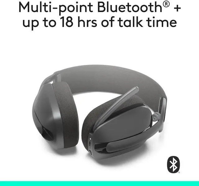Alt view image 5 of 10 - Logitech Zone Vibe 100 Lightweight Wireless Over Ear Headphones with Noise Canceling Microphone, Advanced Multipoint Bluetooth Headset, Works with Teams, Google Meet, Zoom, Mac/PC - Graphite