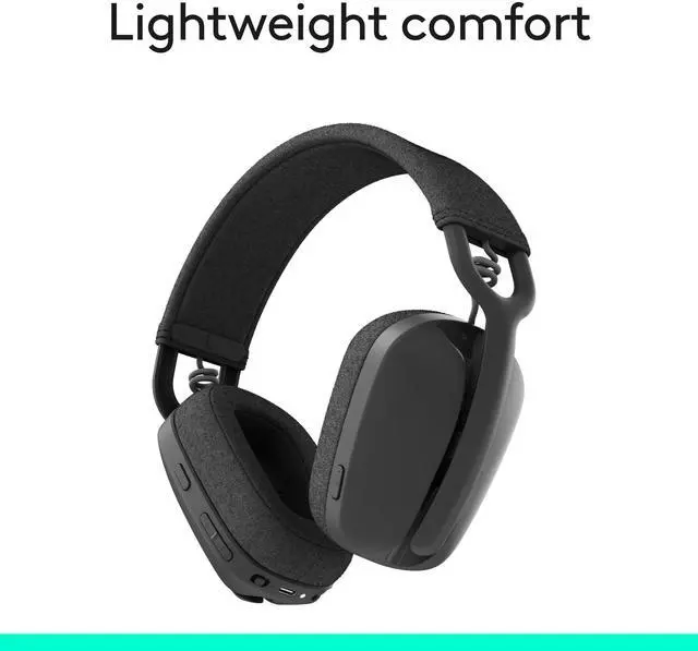 Alt view image 7 of 10 - Logitech Zone Vibe 100 Lightweight Wireless Over Ear Headphones with Noise Canceling Microphone, Advanced Multipoint Bluetooth Headset, Works with Teams, Google Meet, Zoom, Mac/PC - Graphite