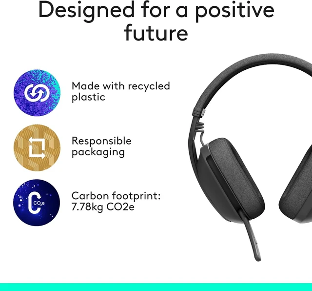 Alt view image 9 of 10 - Logitech Zone Vibe 100 Lightweight Wireless Over Ear Headphones with Noise Canceling Microphone, Advanced Multipoint Bluetooth Headset, Works with Teams, Google Meet, Zoom, Mac/PC - Graphite