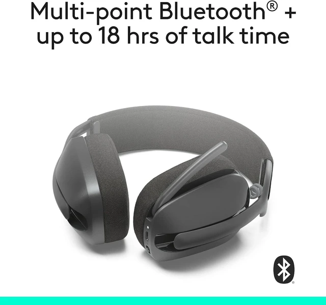 Alt view image 5 of 10 - Logitech Zone Vibe 100 Lightweight Wireless Over Ear Headphones with Noise Canceling Microphone, Advanced Multipoint Bluetooth Headset, Works with Teams, Google Meet, Zoom, Mac/PC - Graphite