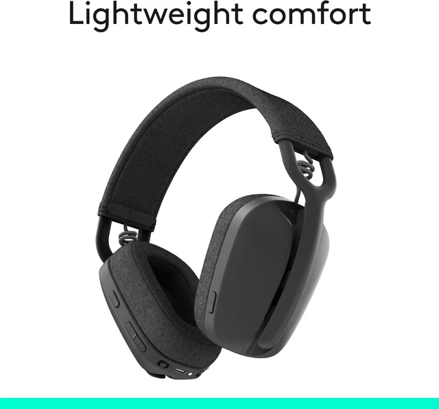 Alt view image 6 of 10 - Logitech Zone Vibe 100 Lightweight Wireless Over Ear Headphones with Noise Canceling Microphone, Advanced Multipoint Bluetooth Headset, Works with Teams, Google Meet, Zoom, Mac/PC - Graphite