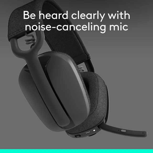 Alt view image 3 of 10 - Logitech Zone Vibe 100 Lightweight Wireless Over Ear Headphones with Noise Canceling Microphone, Advanced Multipoint Bluetooth Headset, Works with Teams, Google Meet, Zoom, Mac/PC - Graphite