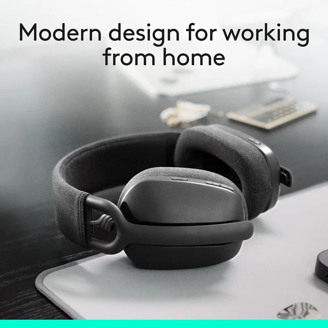Alt view image 4 of 10 - Logitech Zone Vibe 100 Lightweight Wireless Over Ear Headphones with Noise Canceling Microphone, Advanced Multipoint Bluetooth Headset, Works with Teams, Google Meet, Zoom, Mac/PC - Graphite