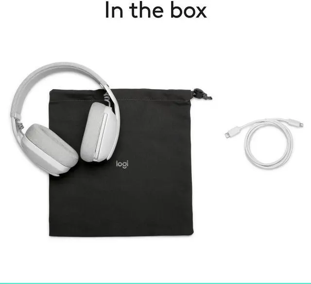 Alt view image 10 of 10 - Logitech Zone Vibe 100 Lightweight Wireless Over Ear Headphones with Noise Canceling Microphone, Advanced Multipoint Bluetooth Headset, Works with Teams, Google Meet, Zoom, Mac/PC - Off White