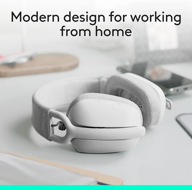 Alt view image 4 of 10 - Logitech Zone Vibe 100 Lightweight Wireless Over Ear Headphones with Noise Canceling Microphone, Advanced Multipoint Bluetooth Headset, Works with Teams, Google Meet, Zoom, Mac/PC - Off White
